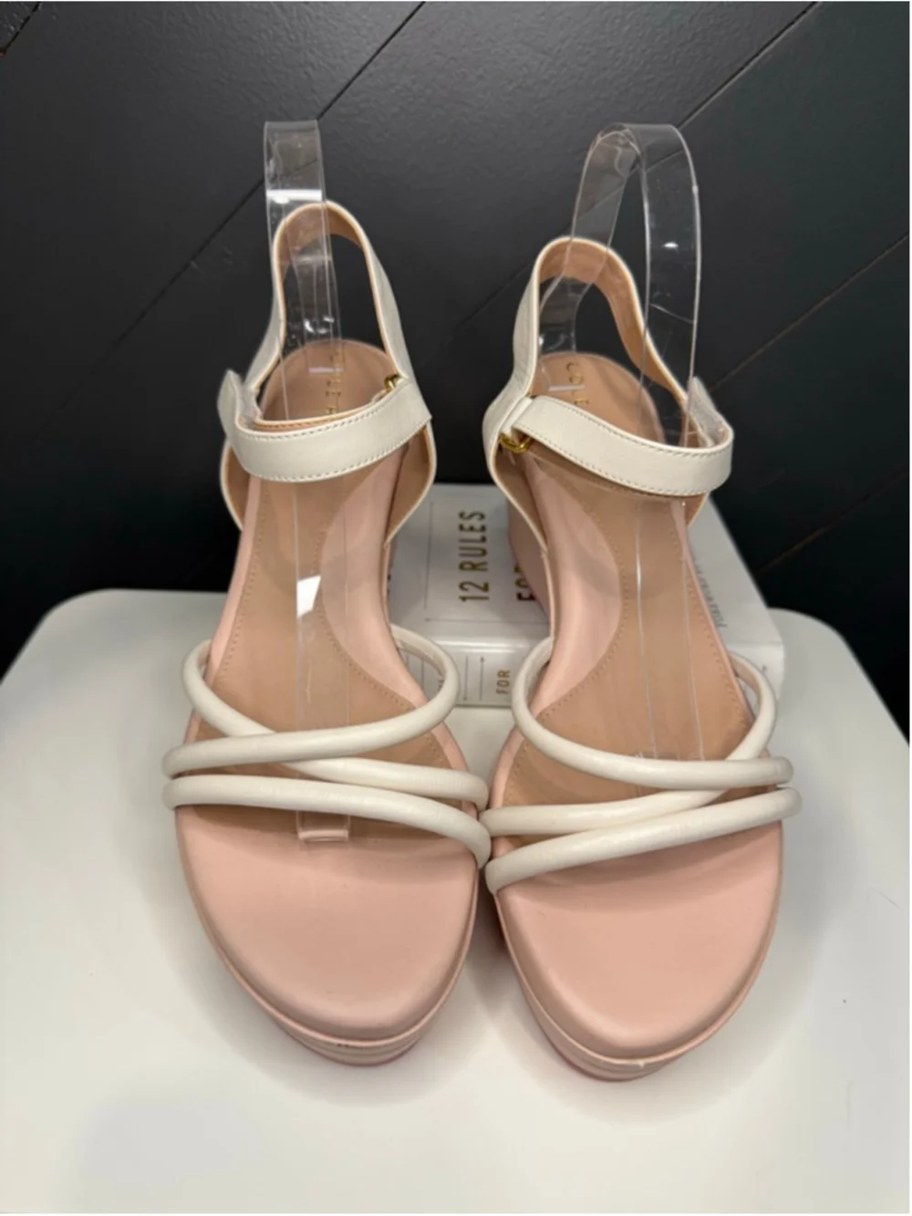 Cole Haan Cloudfeel Platform Sandals Pink White Comfort Size 10